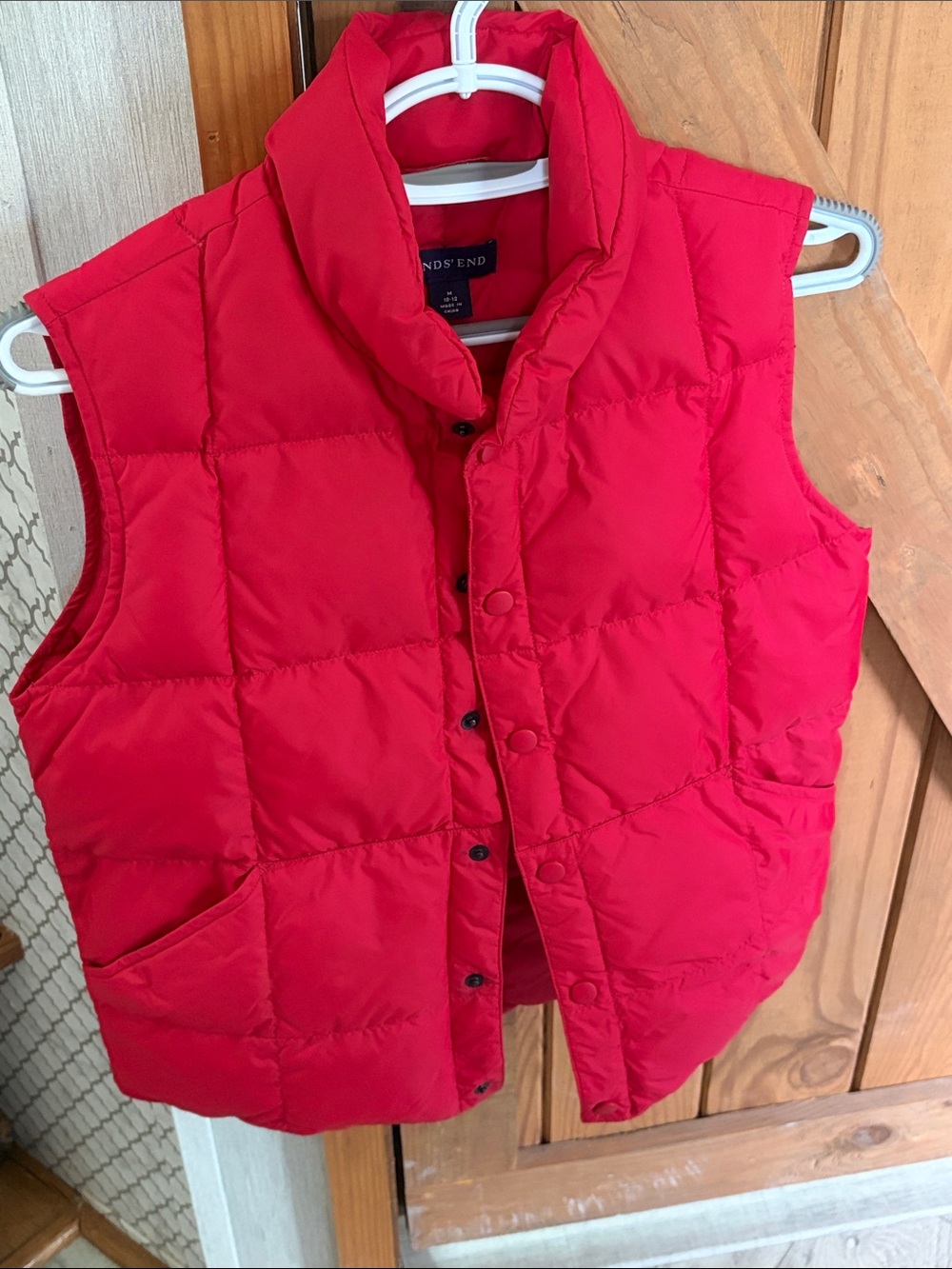 Lands' End Bright Red Quilted Puffer Vest for Kids